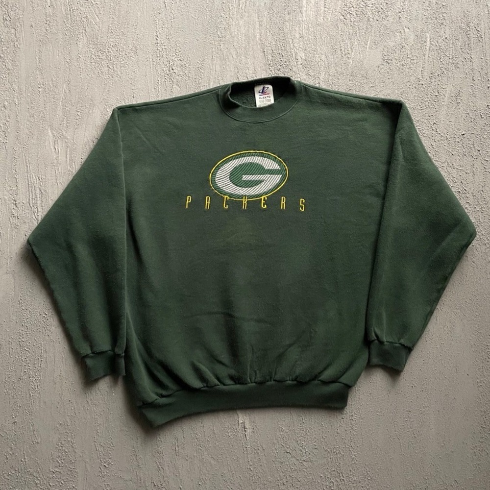 Vintage Green Bay Packers Sweatshirt Mens XL Green 90s Logo Athletic